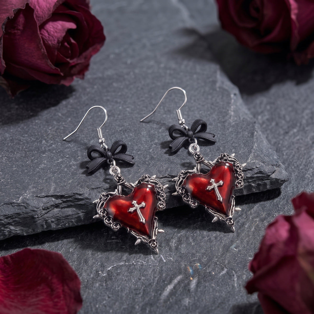 Alice Heart Set | Red Heart Necklace & Earrings