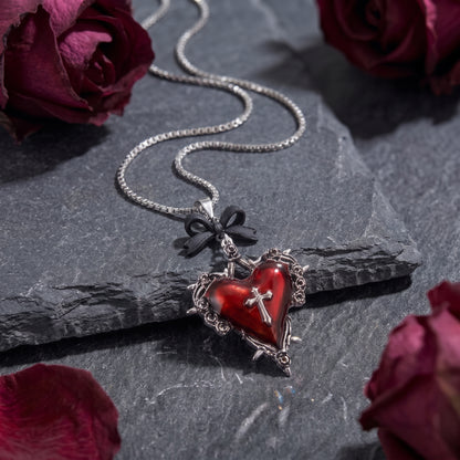 Alice Heart Set | Red Heart Necklace & Earrings